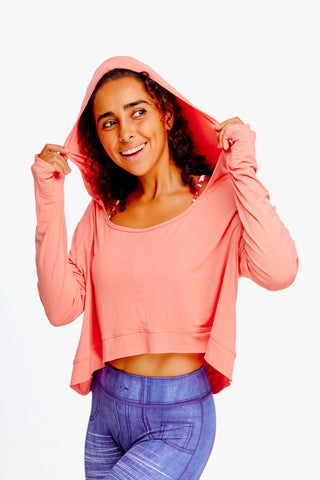 Orange Loose Hoodie Crop