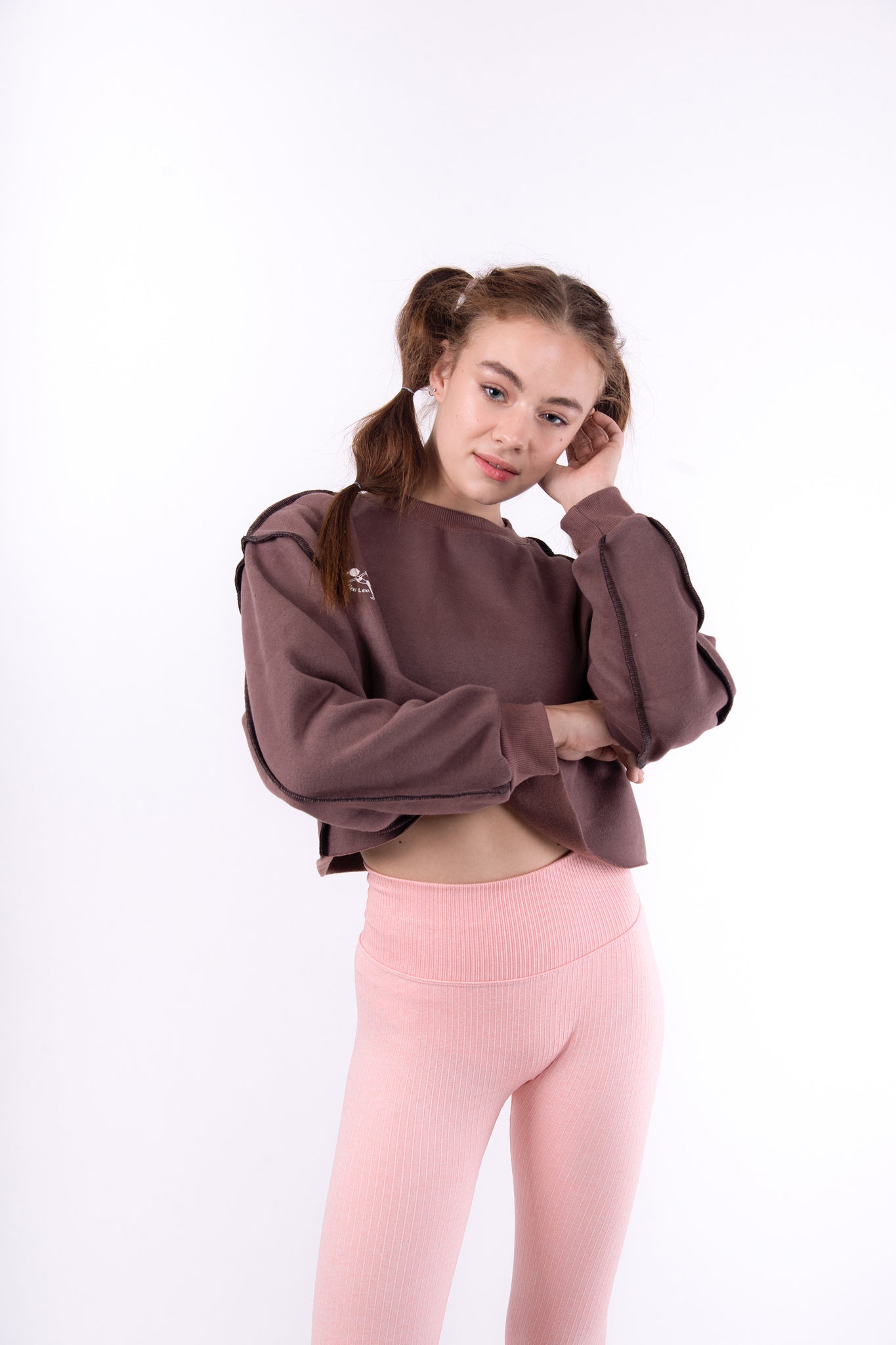 Chocolate Brown Flexi Sweat Crop