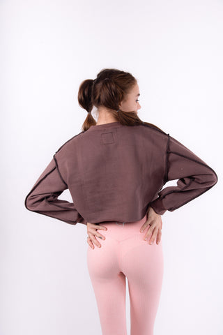 Chocolate Brown Flexi Sweat Crop