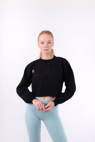 Black Flexi Sweat Crop