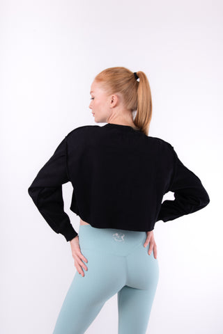 Black Flexi Sweat Crop